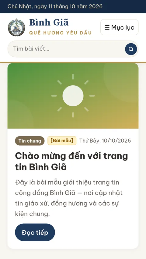 Trang chủ trang tin Bình Giã trên điện thoại